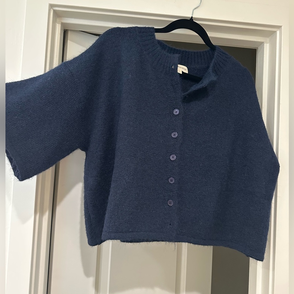 Navy Short-Sleeve Button-Front Cardigan